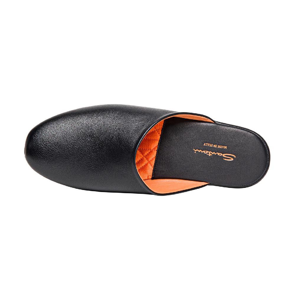Santoni Pantofola da uomo in pelle nera Vendita Calda