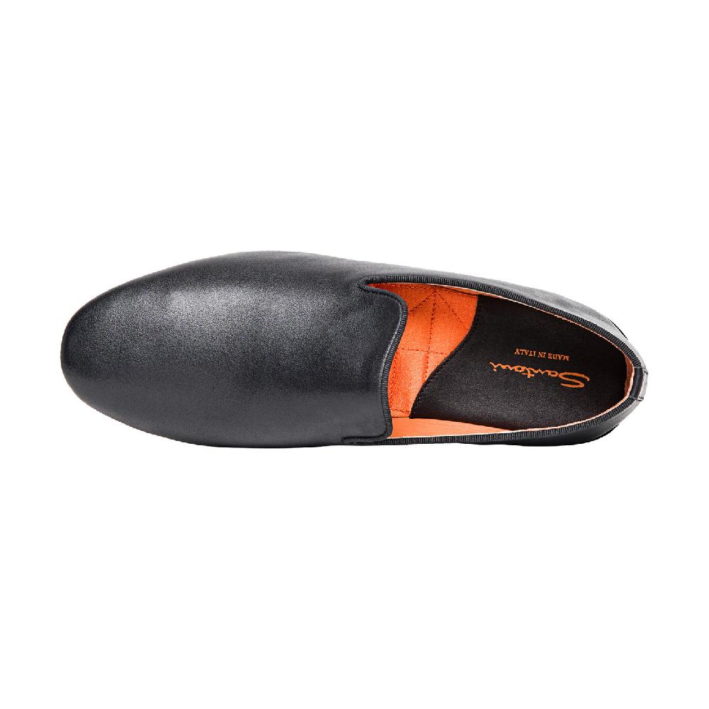 Santoni Pantofola da uomo in pelle nera Saldi Di Fabbrica