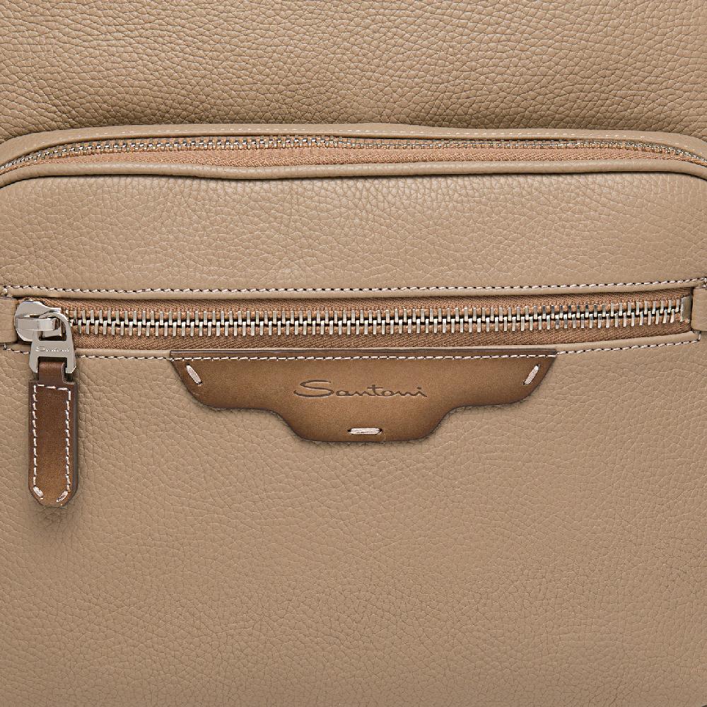 Santoni Zaino in pelle bottalata beige Moda