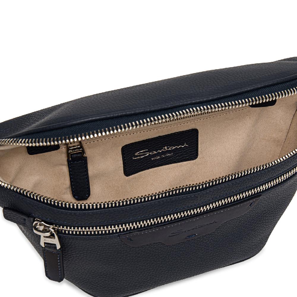 Santoni Marsupio in pelle bottalata blu 2025