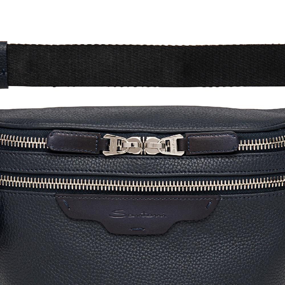 Santoni Marsupio in pelle bottalata blu 2025