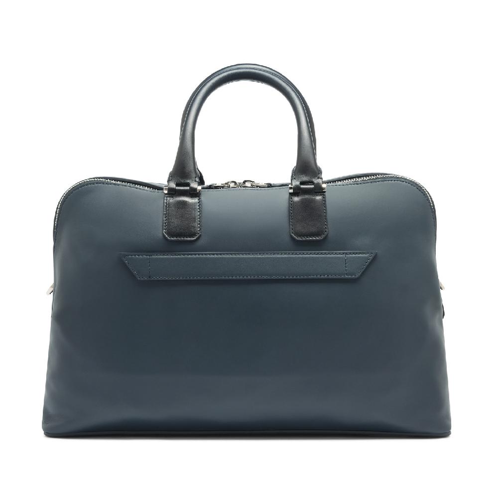 Santoni Borsa porta pc in pelle blu In Linea
