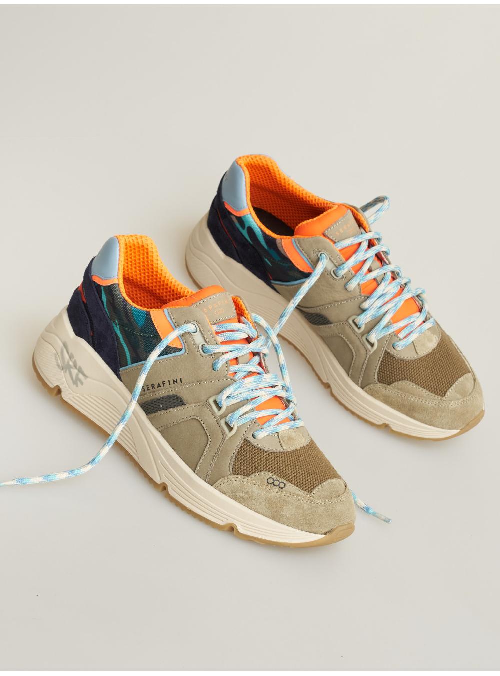 Serafini sneakers uomo in pelle scamosciato tessuto a rete nylon Serafini Shop In Linea