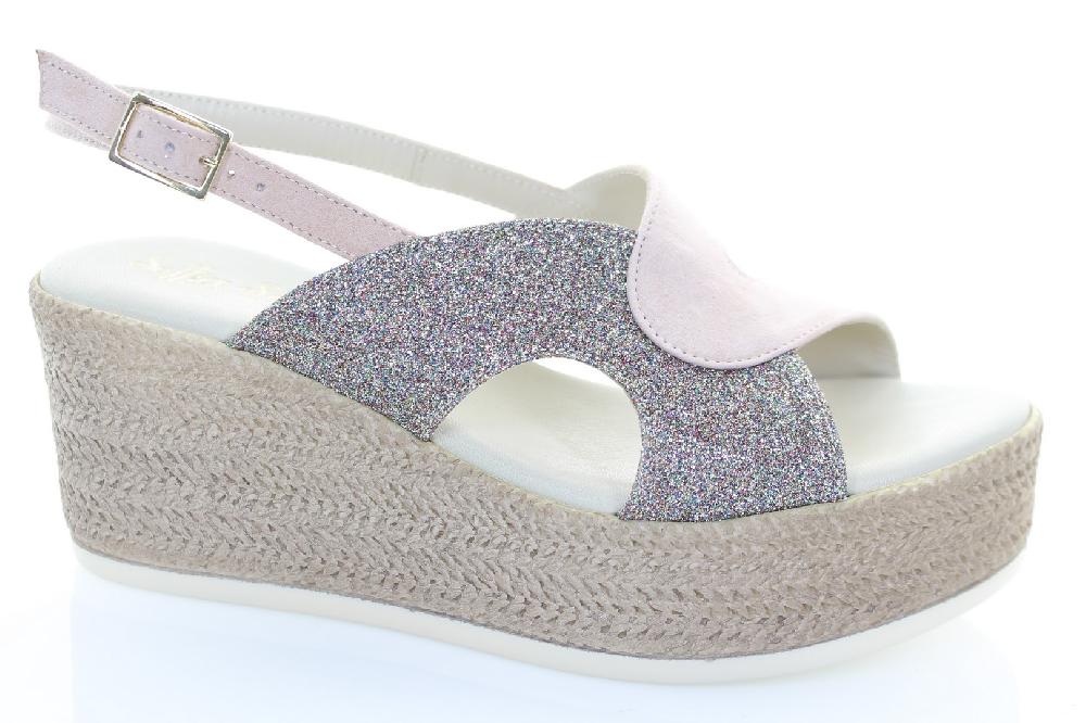 Soffice Sogno Sandalo in pelle e tessuto glitter Promozione Limitata