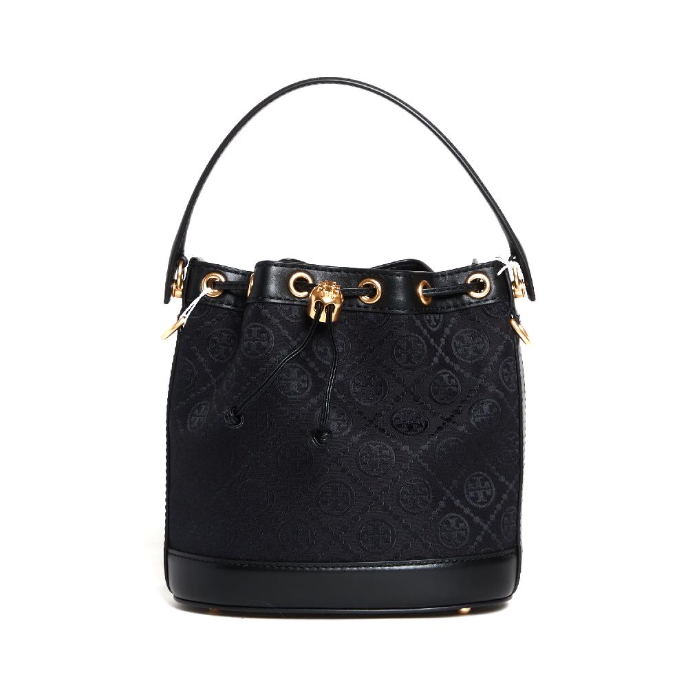 Sorelle Perego bucket bag tessuto logato e pelle nera In Saldo