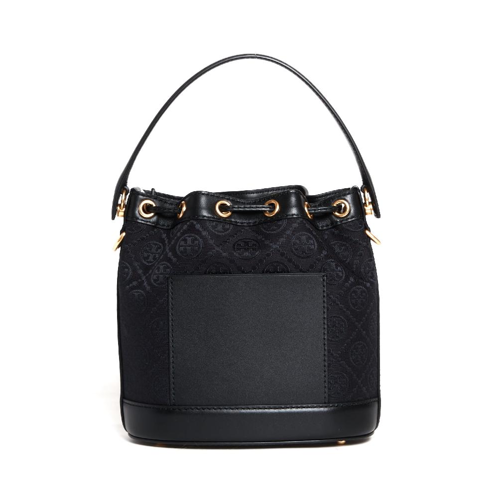 Sorelle Perego bucket bag tessuto logato e pelle nera In Saldo