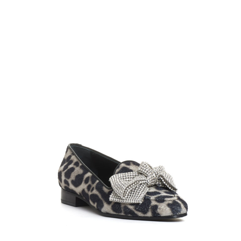 Sorelle Perego mocassino fiocco strass e stampa leopardo Promozione