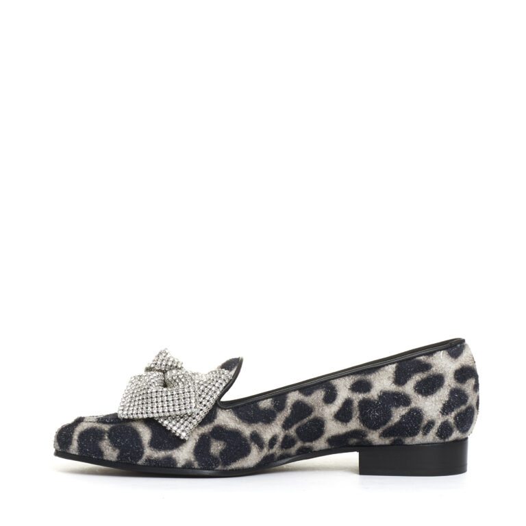 Sorelle Perego mocassino fiocco strass e stampa leopardo Promozione