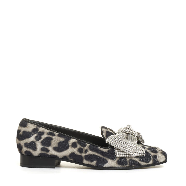 Sorelle Perego mocassino fiocco strass e stampa leopardo Promozione