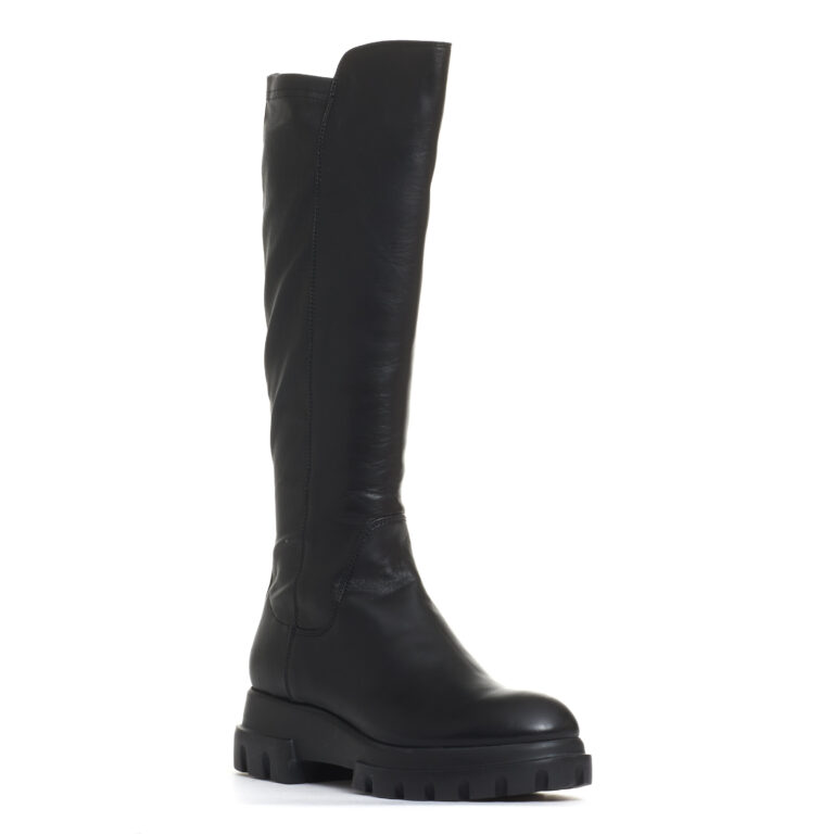 Sorelle Perego stivale stretch in pelle nera Outlet