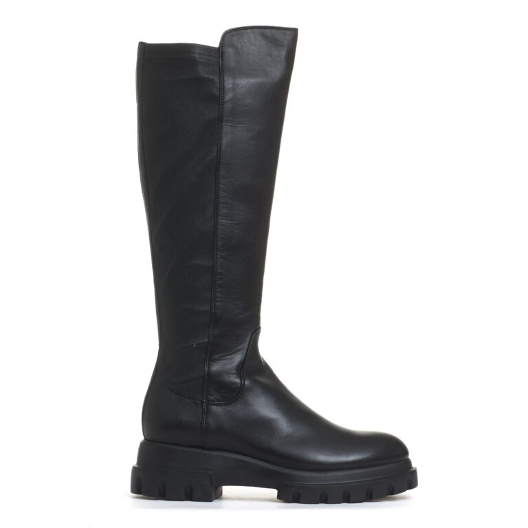Sorelle Perego stivale stretch in pelle nera Outlet