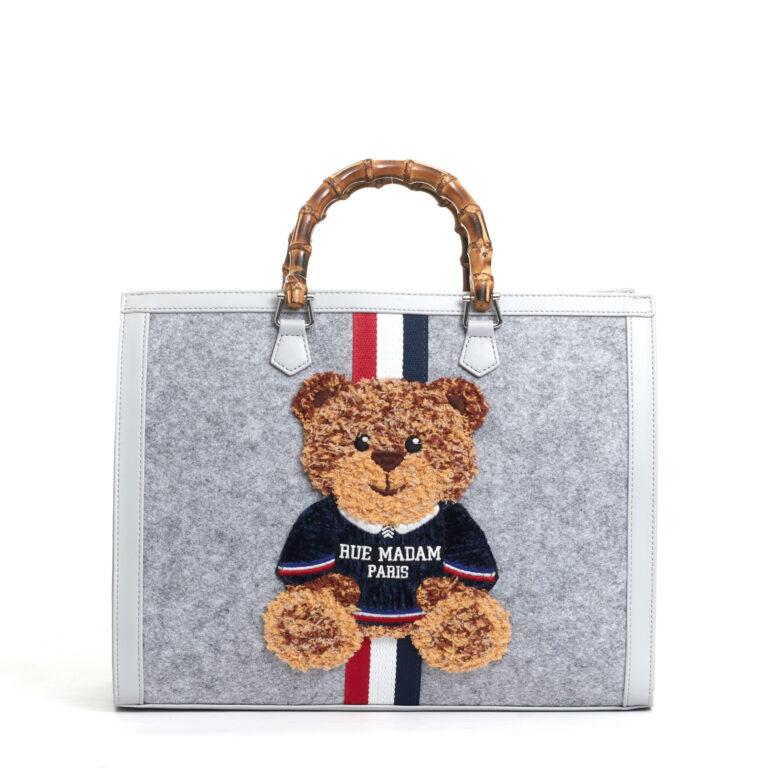 Sorelle Perego tote bag grigio grande con Teddy e tracolla Vendita Economica