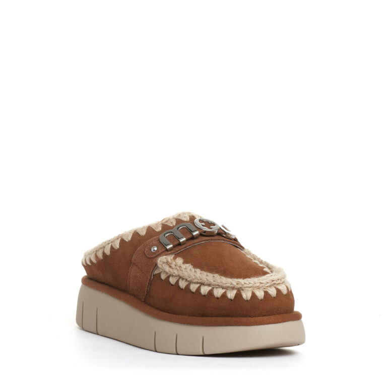 Sorelle Perego ciabatta camoscio cuoio con logo metallo Saldi Di Fabbrica