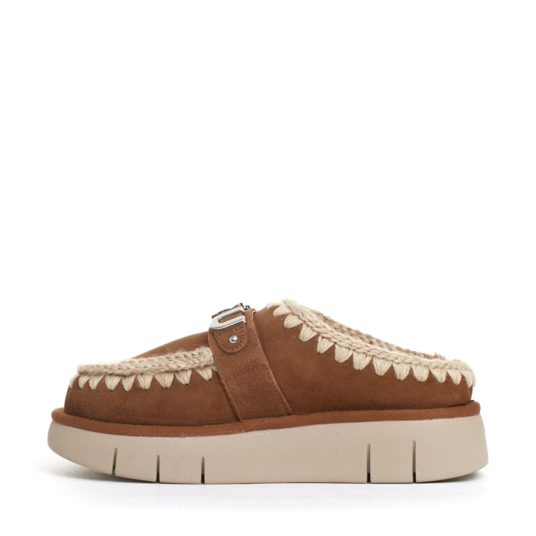 Sorelle Perego ciabatta camoscio cuoio con logo metallo Saldi Di Fabbrica