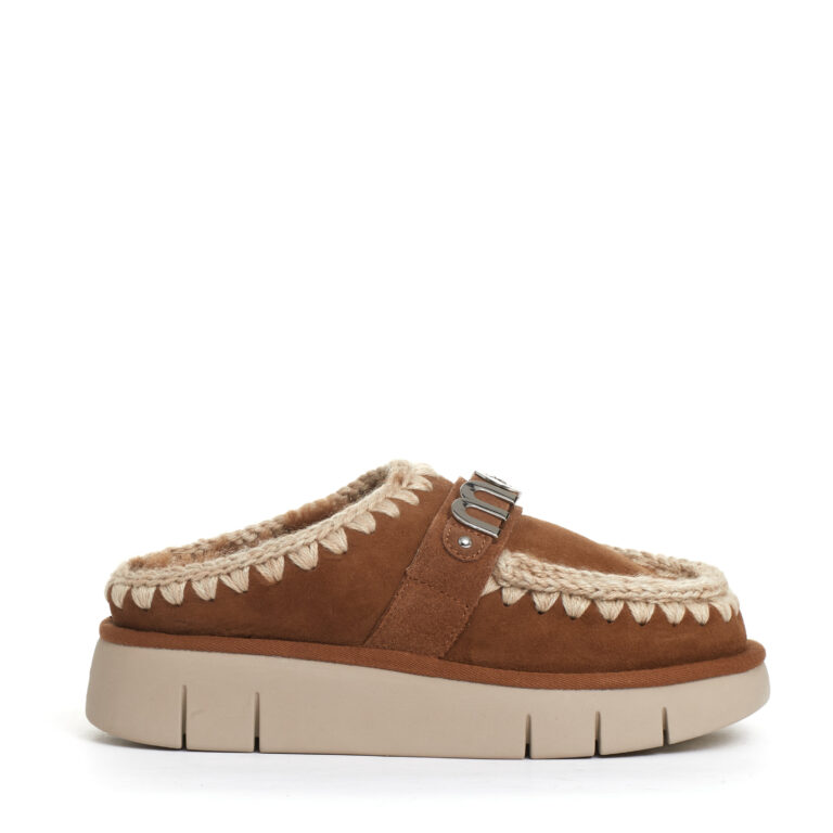 Sorelle Perego ciabatta camoscio cuoio con logo metallo Saldi Di Fabbrica