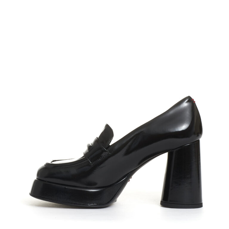Sorelle Perego mocassino vernice nero platò tacco 90 mm In Vendita