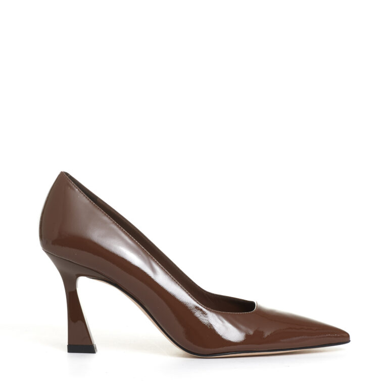 Sorelle Perego pump vernice caffè tacco 85 mm Italia