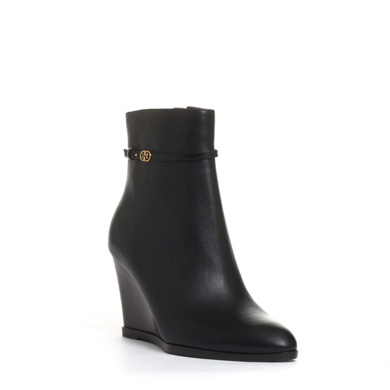 Sorelle Perego stivaletto zeppa 90 mm pelle nera Italia