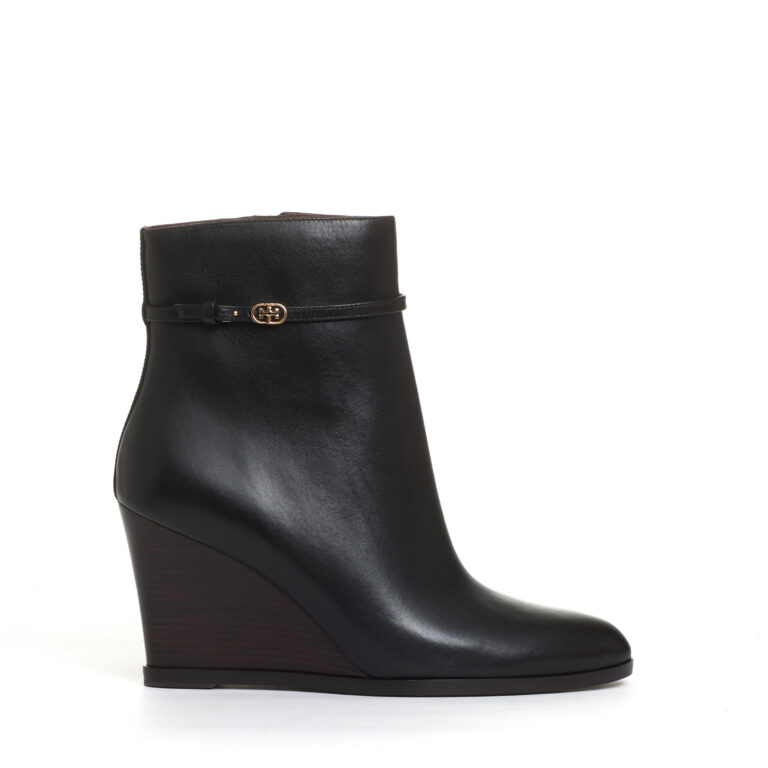 Sorelle Perego stivaletto zeppa 90 mm pelle nera Italia