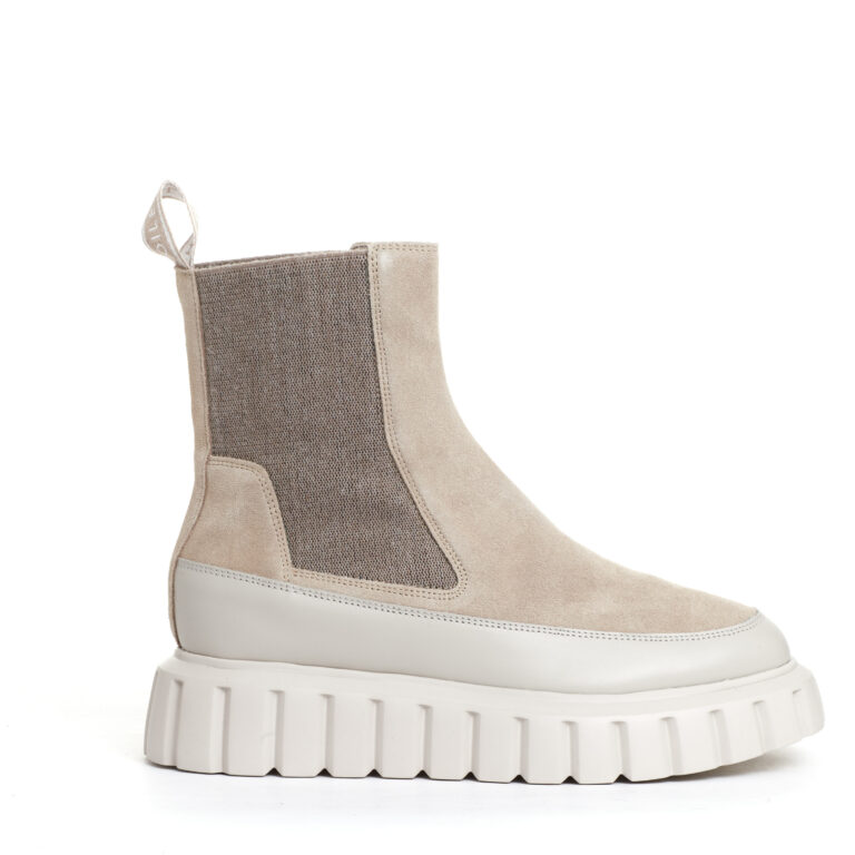 Sorelle Perego chelsea boot pelle beige e camoscio Promozione