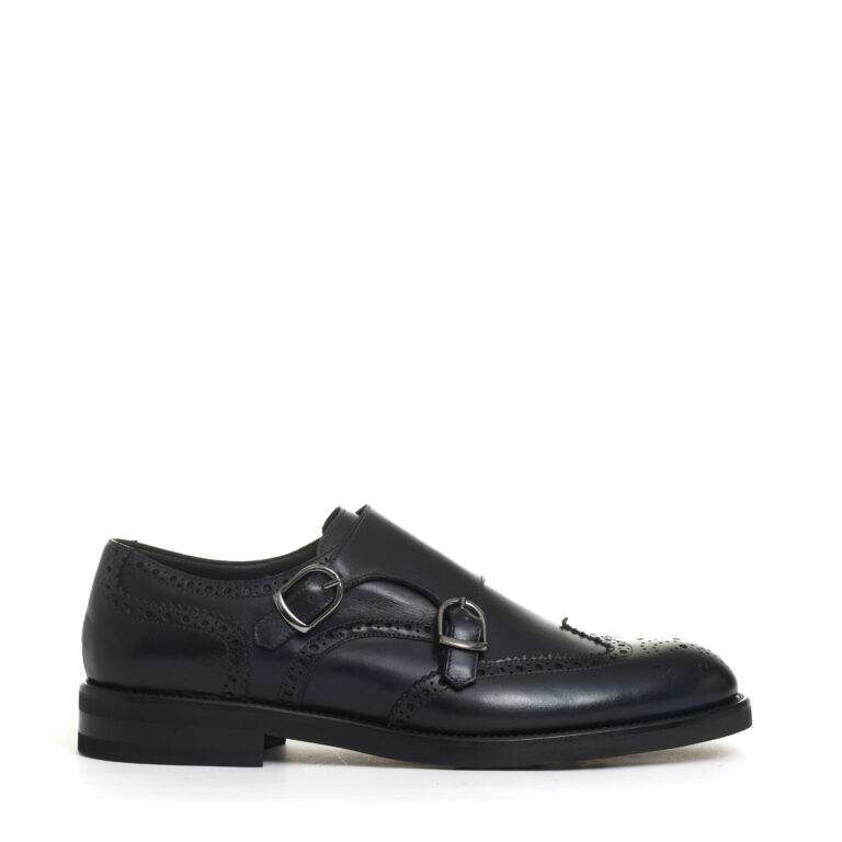Sorelle Perego derby doppia fibbia pelle blu Negozi Online