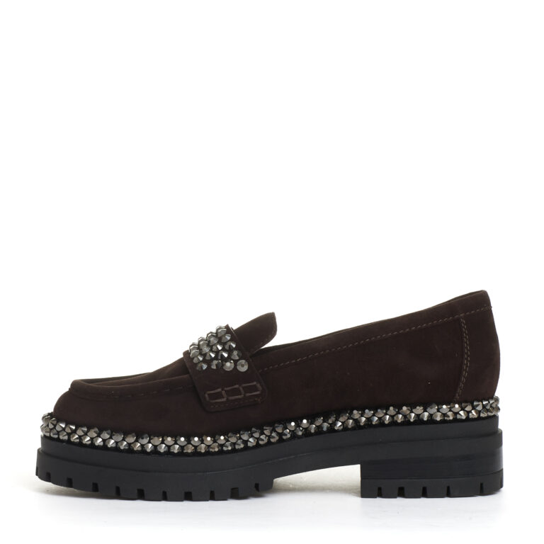 Sorelle Perego mocassino camoscio ebano con strass Sconto