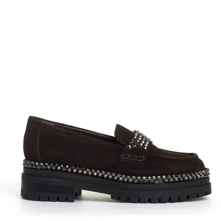 Sorelle Perego mocassino camoscio ebano con strass Sconto