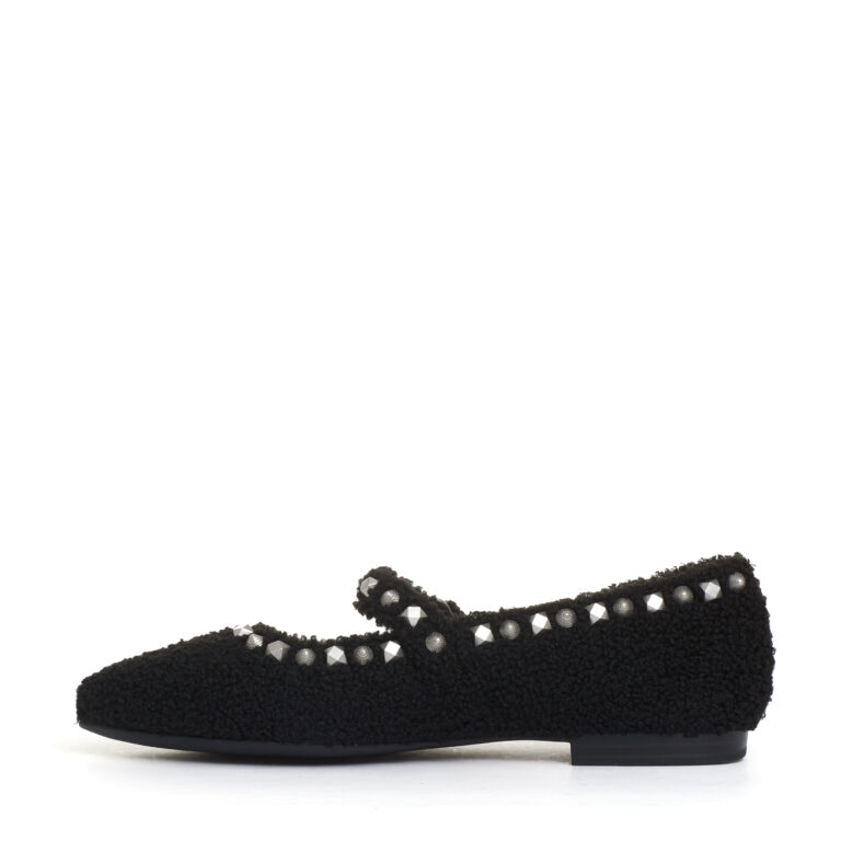 Sorelle Perego ballerina ecofur nero con cinturino e borchie Qualità Garantita