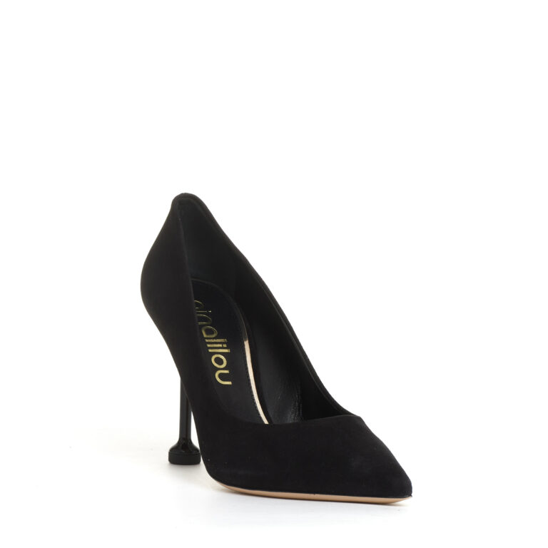 Sorelle Perego pump camoscio nero tacco metallo 100 mm Affare Del Giorno