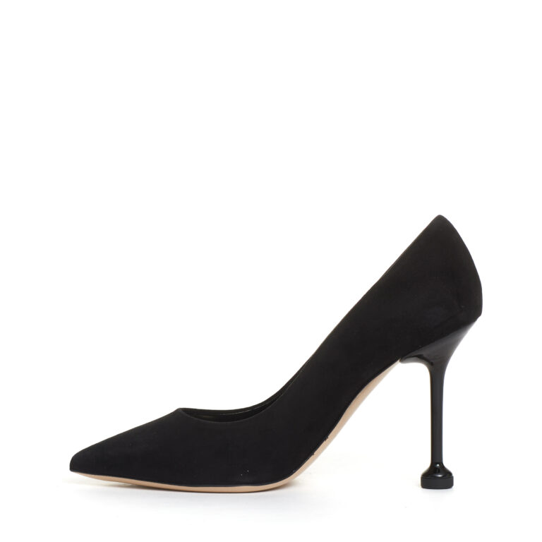 Sorelle Perego pump camoscio nero tacco metallo 100 mm Affare Del Giorno