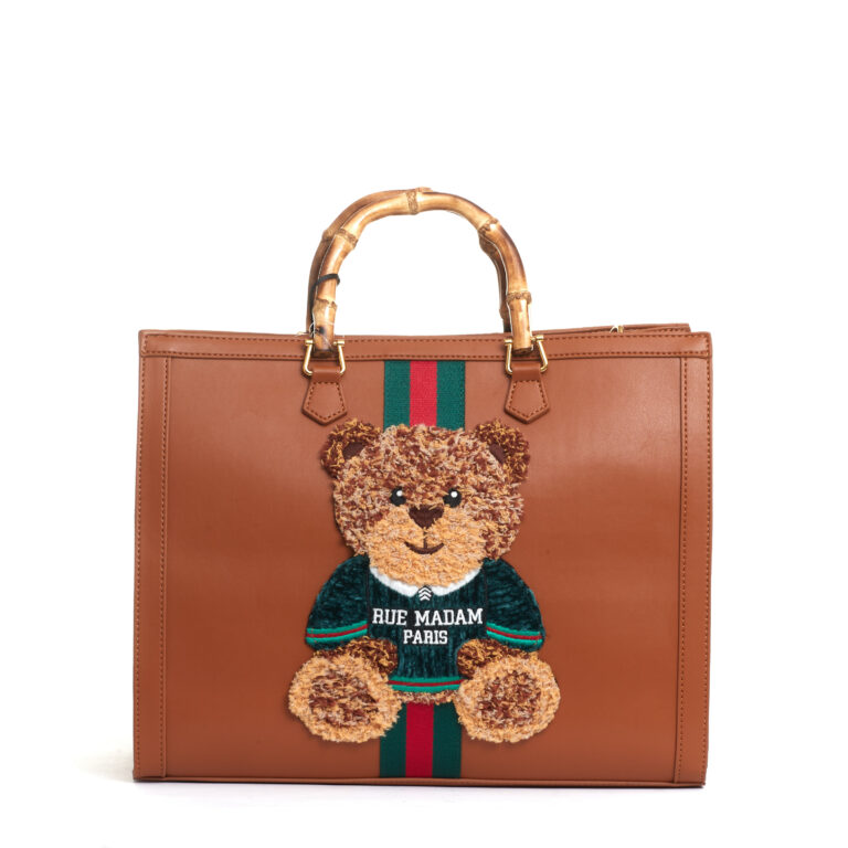 Sorelle Perego tote bag cuoio grande con Teddy e tracolla Convenienza