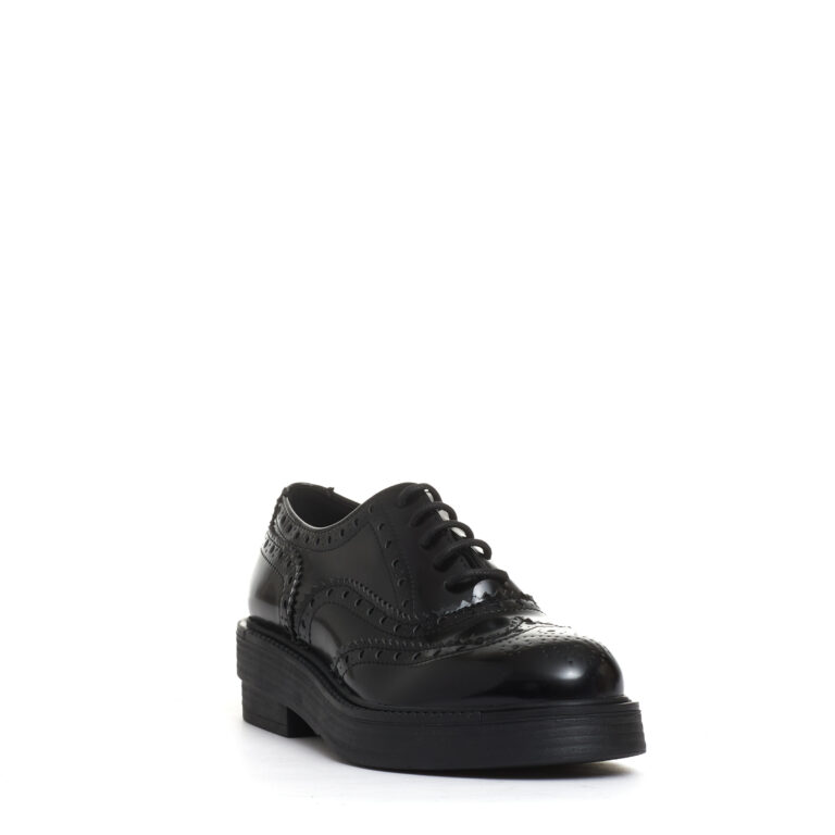 Sorelle Perego stringata con bucature pelle nera Presa