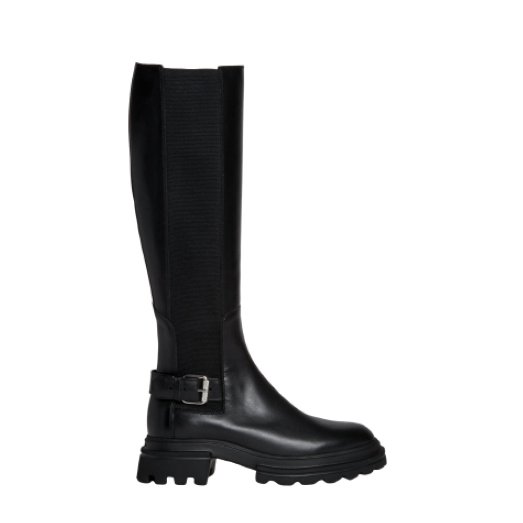 Sorelle Perego stivale pelle nera elastico Sconto