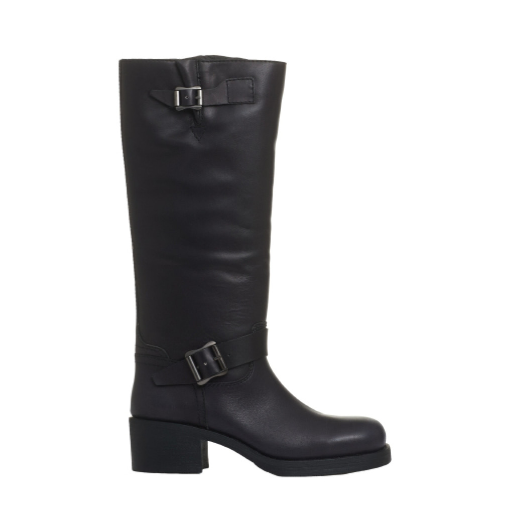 Sorelle Perego stivale biker tacco 40 mm fibbie nero Economico