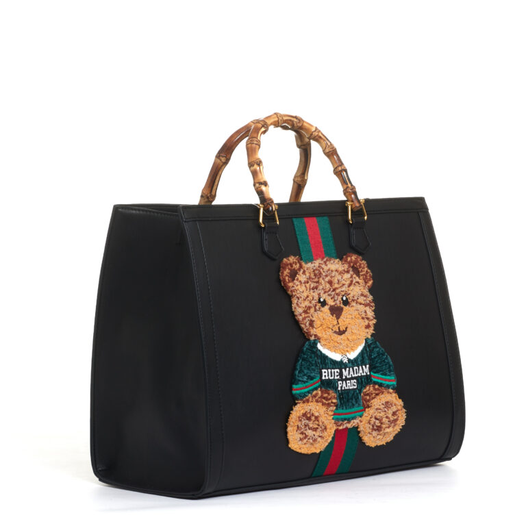 Sorelle Perego tote bag nera grande con Teddy e tracolla Spedizione gratuita