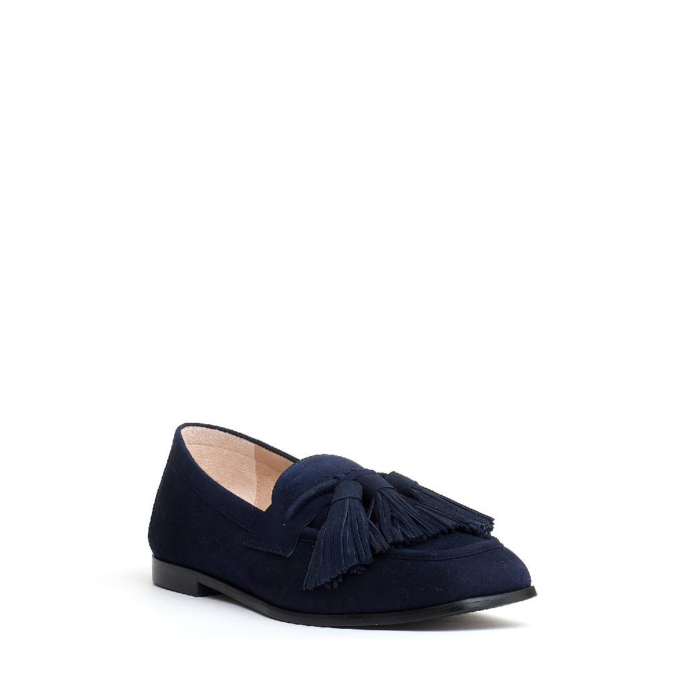 Sorelle Perego mocassino camoscio blu con fiocchetto Novità