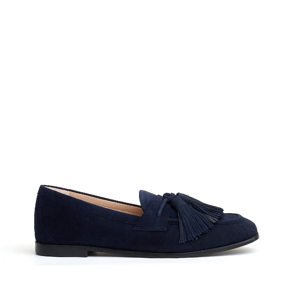 Sorelle Perego mocassino camoscio blu con fiocchetto Novità