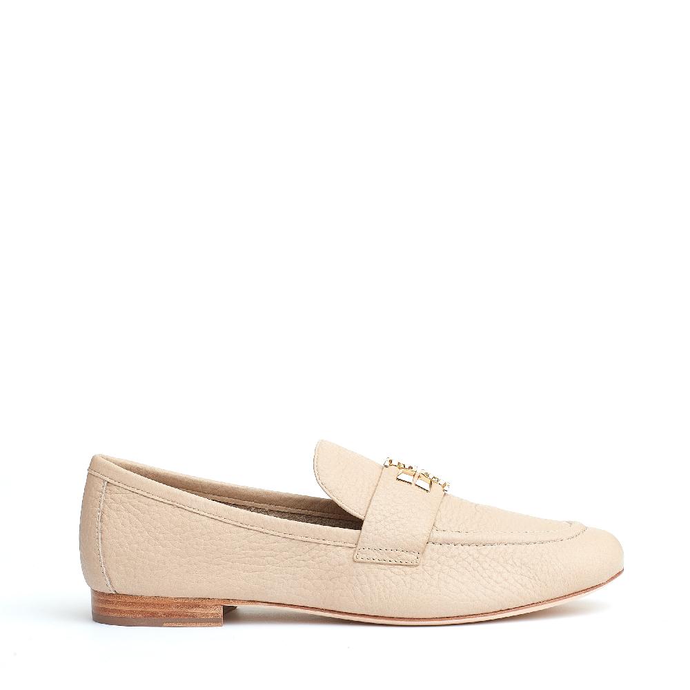 Sorelle Perego mocassino Eleanor pelle beige logo Sconto