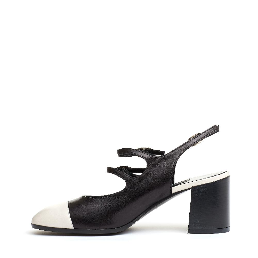 Sorelle Perego slingback cinturini nero e panna tacco 80 mm Ultimi tre giorni