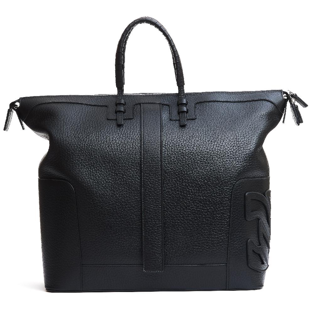 Sorelle Perego borsa doppio manico in pelle martellata nera Fino Al -60%