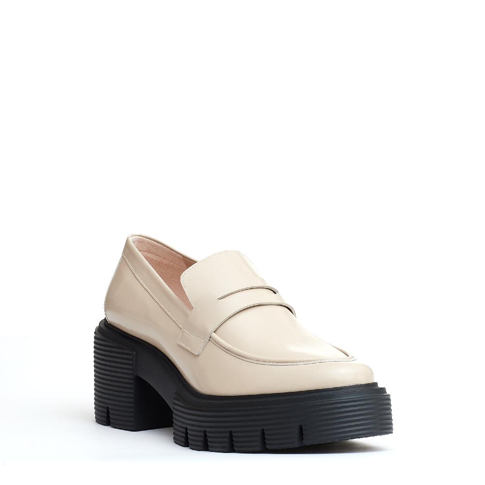 Sorelle Perego mocassino pelle beige fondo in gomma Hotsell