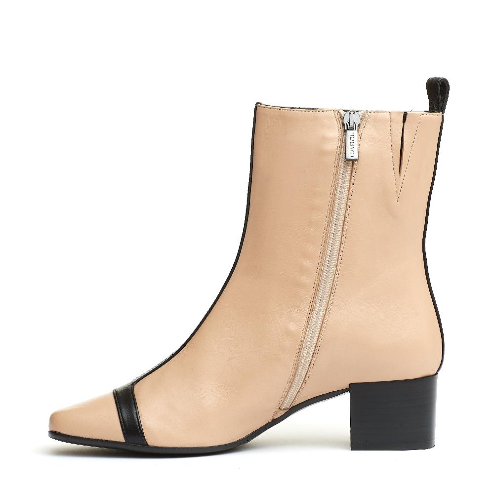 Sorelle Perego stivaletto pelle beige e nero tacco 40 mm Vendita Economica