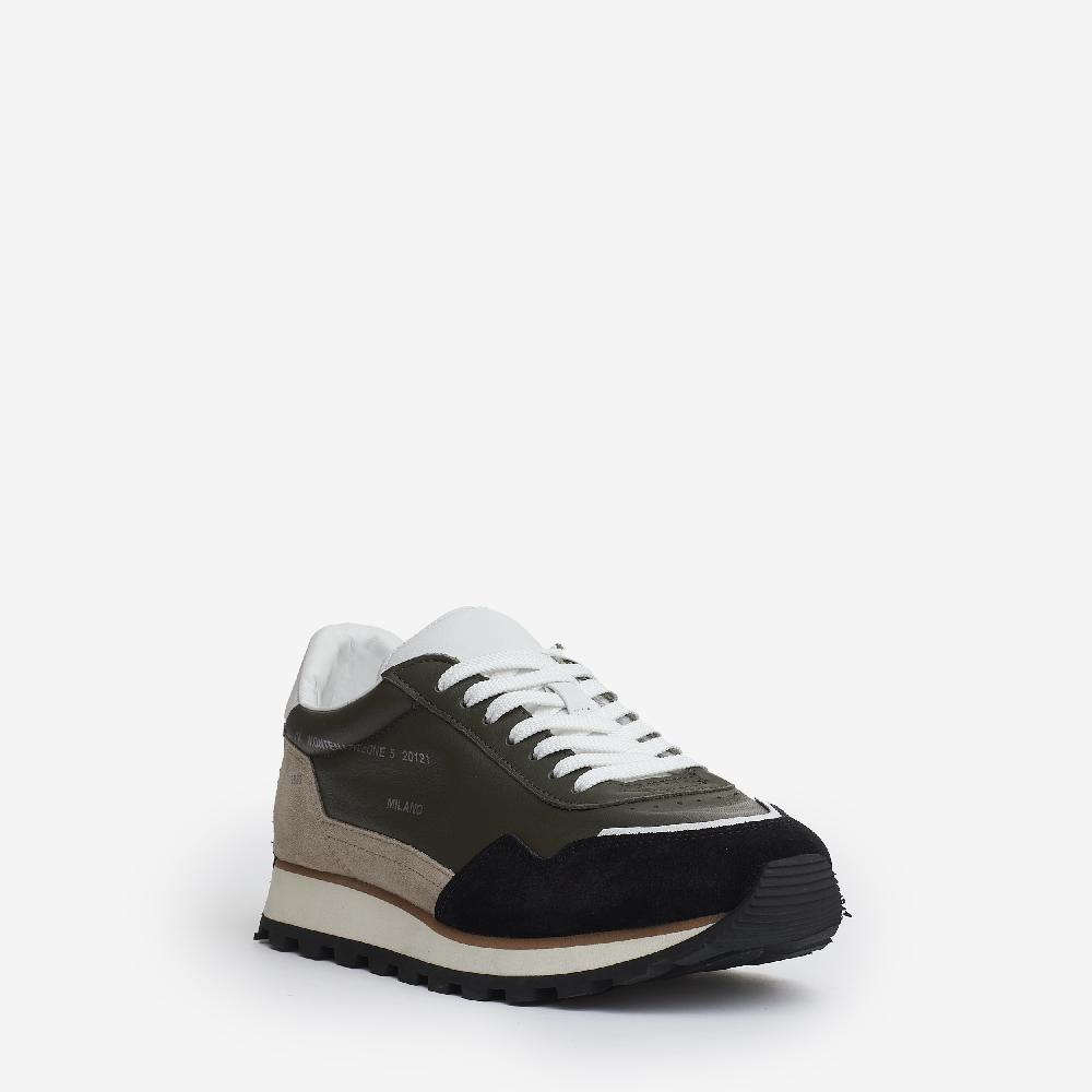 Sorelle Perego running 86er pelle verde camoscio beige e nero Offerta temporanea