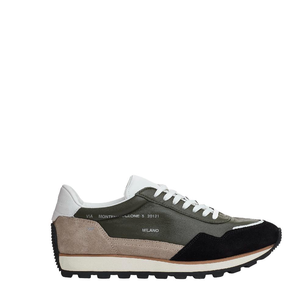 Sorelle Perego running 86er pelle verde camoscio beige e nero Offerta temporanea
