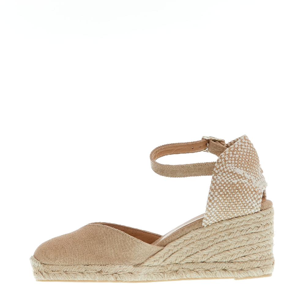 Sorelle Perego Espadrillas zeppa 70 mm tessuto beige Affare Del Giorno