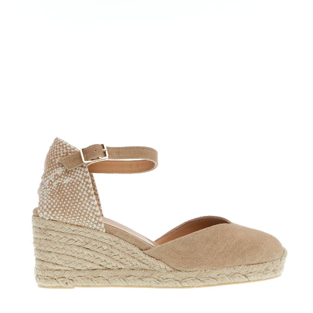 Sorelle Perego Espadrillas zeppa 70 mm tessuto beige Affare Del Giorno
