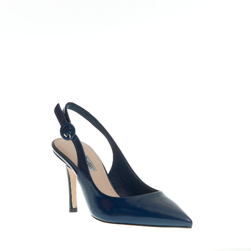 Sorelle Perego slingback vernice blu tacco 85 mm Sottocosto