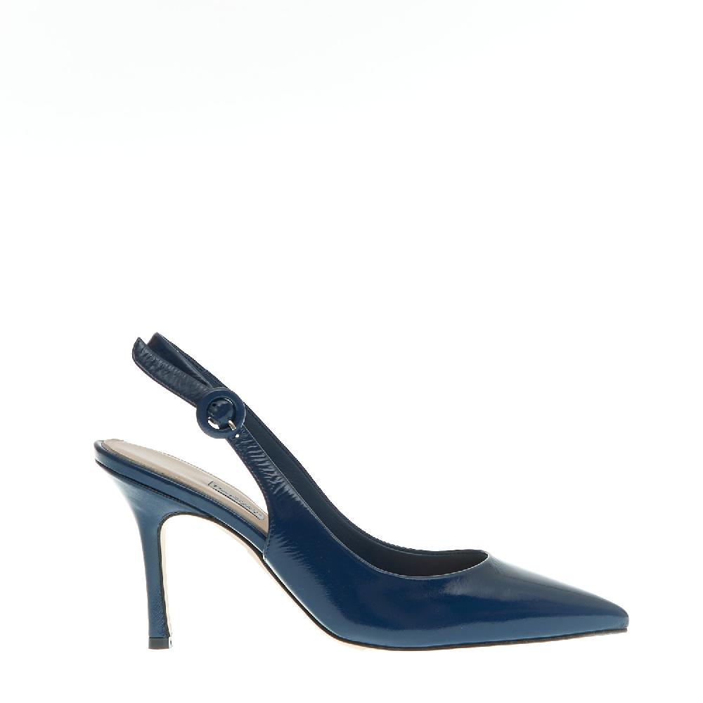 Sorelle Perego slingback vernice blu tacco 85 mm Sottocosto