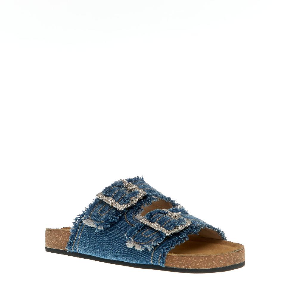 Sorelle Perego ciabatta jeans fibbia strass In Vendita