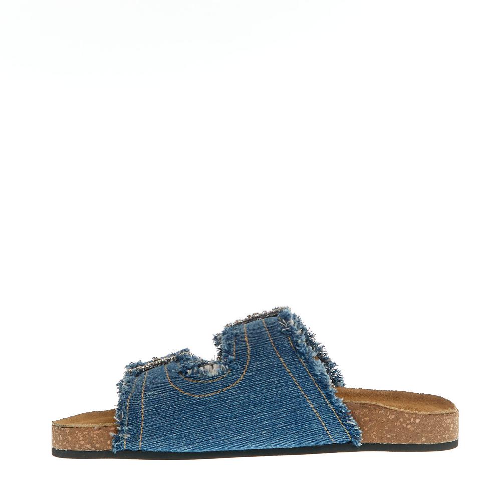 Sorelle Perego ciabatta jeans fibbia strass In Vendita